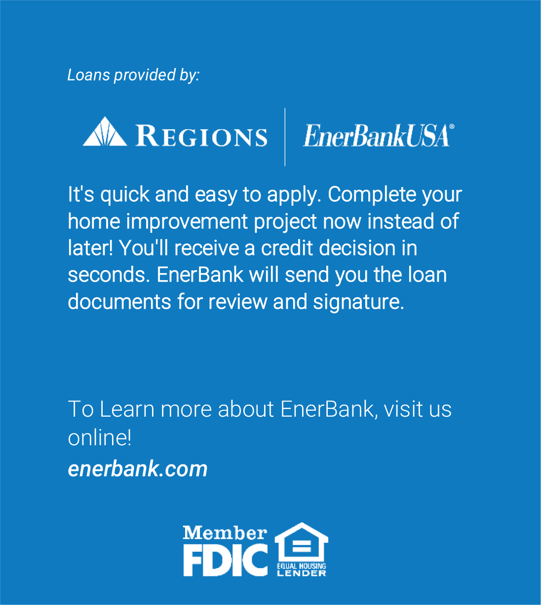 A short ad for EnerBankUSA and a URL for their website 